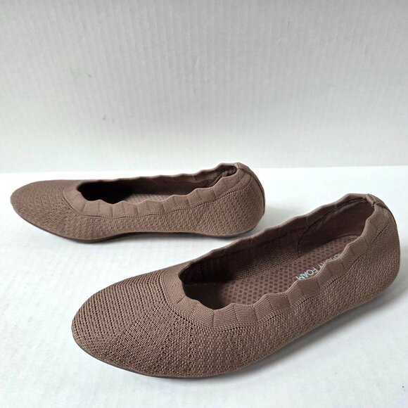 Skechers Shoes Womens 8 Cleo 2.0 Love Spell Mocha Slip On Knit Ballet Flats - Picture 2 of 8